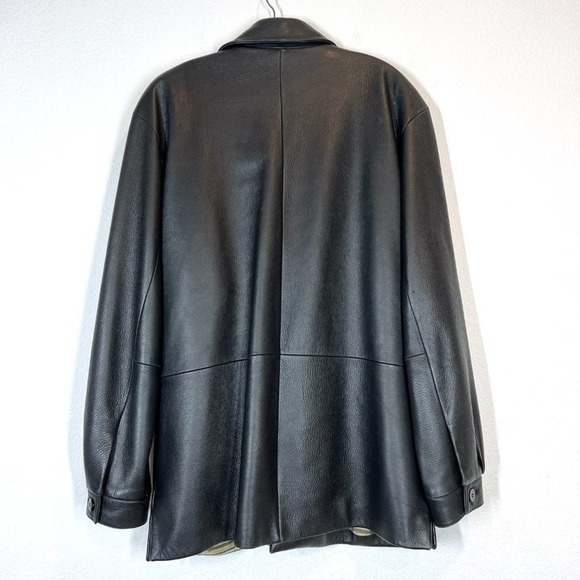 Black Leather Jacket Coat Large - Picture 3 of 12